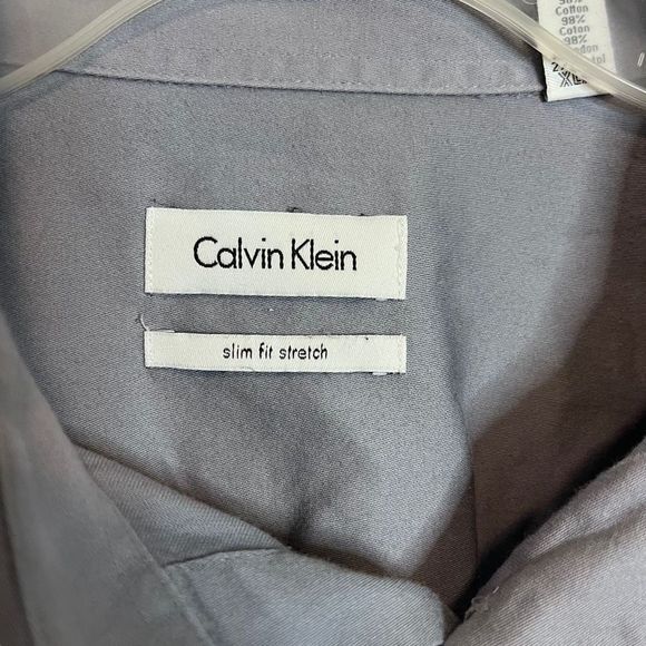 Calvin Klein Men’s Gray Slim Fit Stretch Button Down Dress Shirt size XL. - Picture 2 of 5